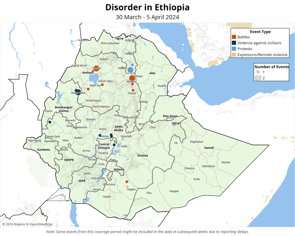 Infographic: Disorder in Ethiopia - 30 March - 5 April 2024