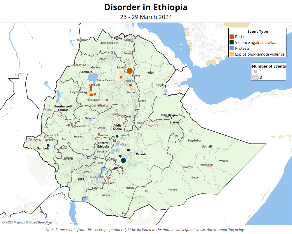 Inforgraphic of Disorder in Ethiopia 23-29 March 2024