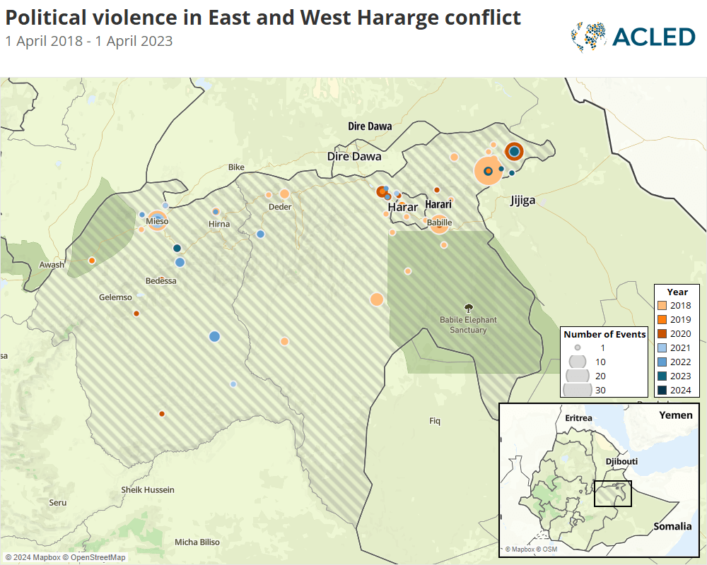 Conflict map_East and West Hararge- April 2018 - April 2023