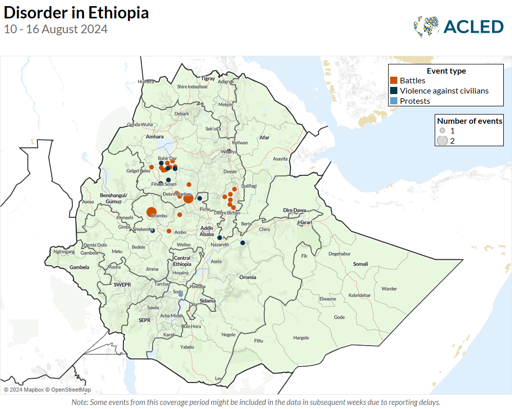 Map - EPO Weekly - Disorder in Ethiopia 10 - 16 August 2024