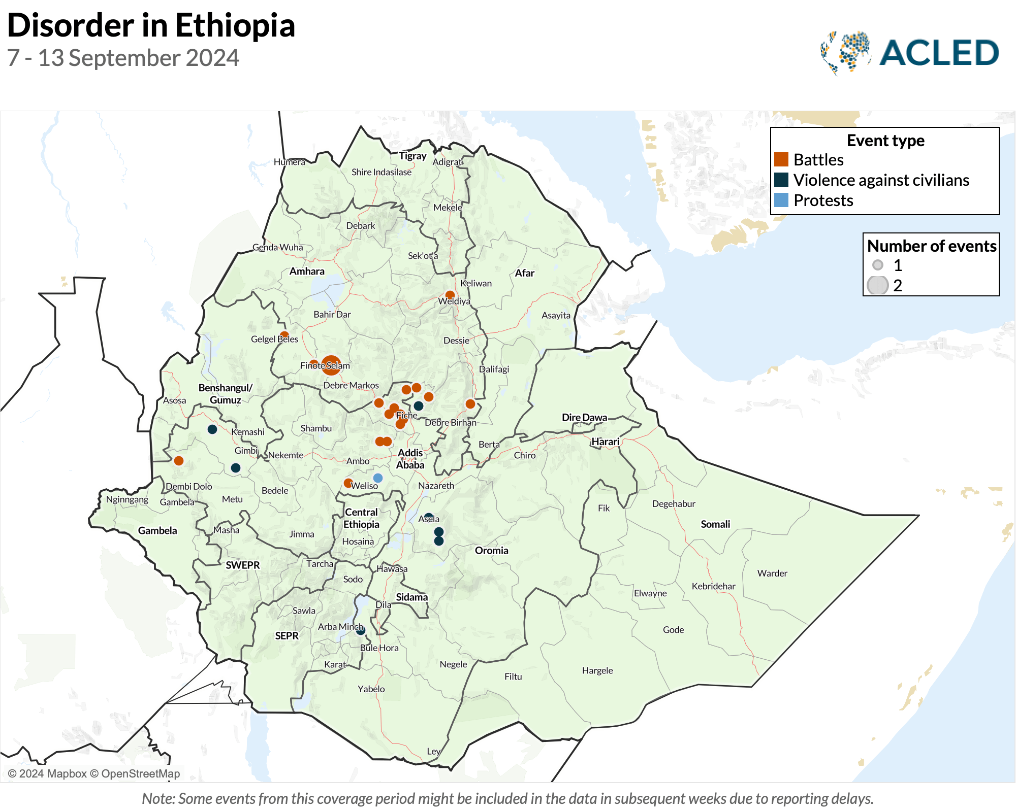 Map - Disorder in Ethiopia - 7-13 September 2024